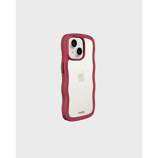 holdit Iphone 15/14/13 Transparent Wavy Cover, Red Velvet/Transparent