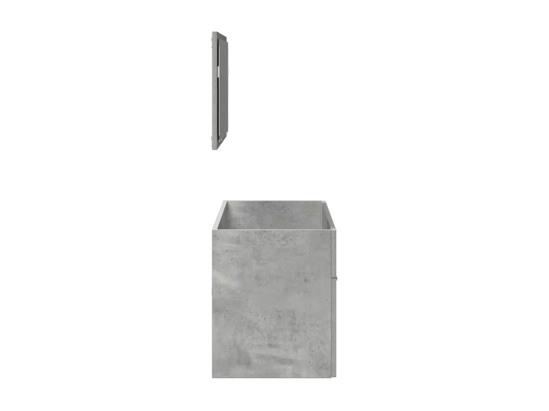 Armoire de bain avec miroir gris béton bois d'ingénierie