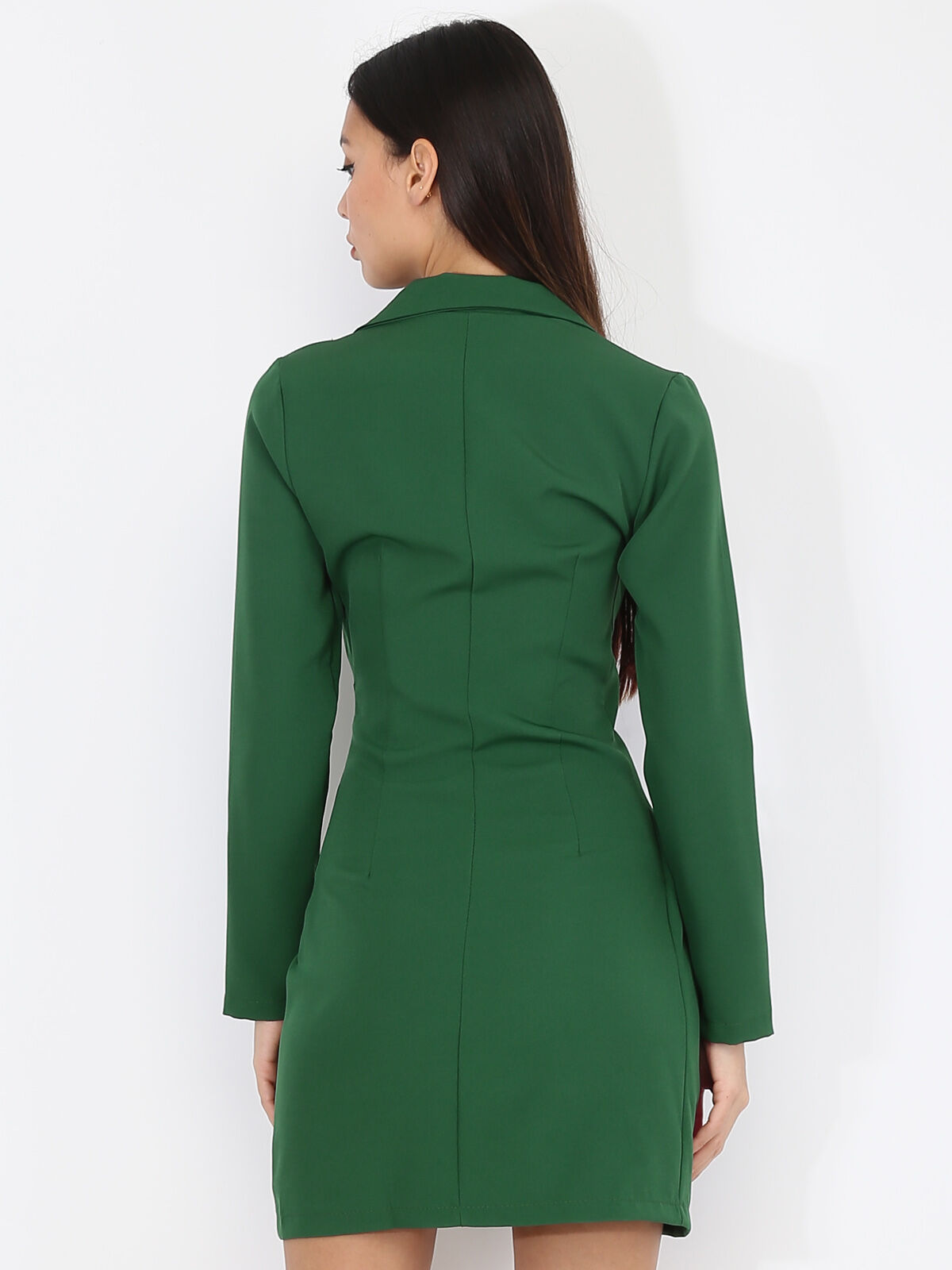 Robe portefeuille à boutons officiers- Vert foncé