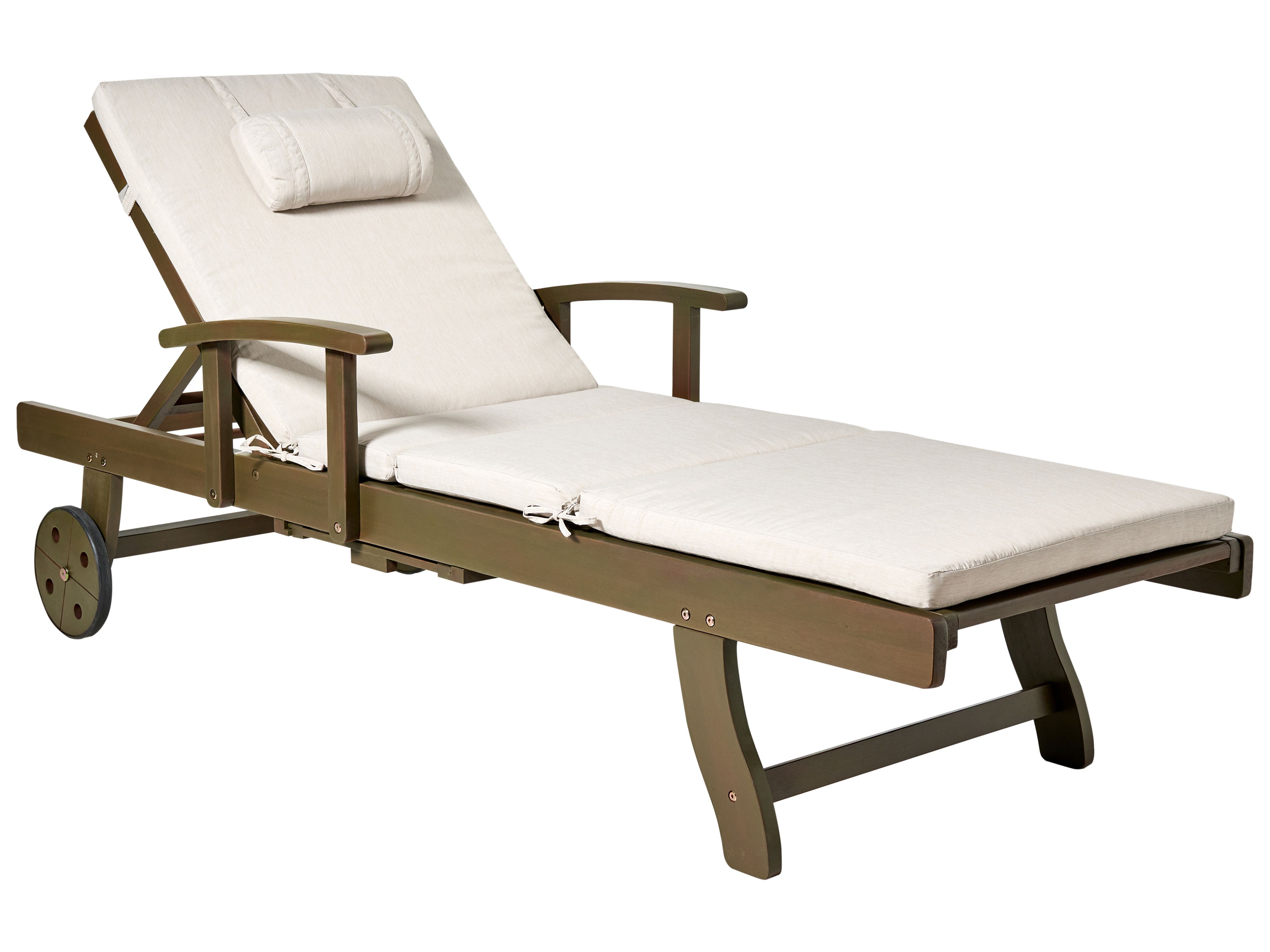 Ligstoel met kussen AMANTEA PREMIUM II Acaciahout Lichtbeige