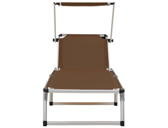 VIDAXL - Bain de soleil Lot de 2 chaises longues pliables avec auvent aluminium et t...