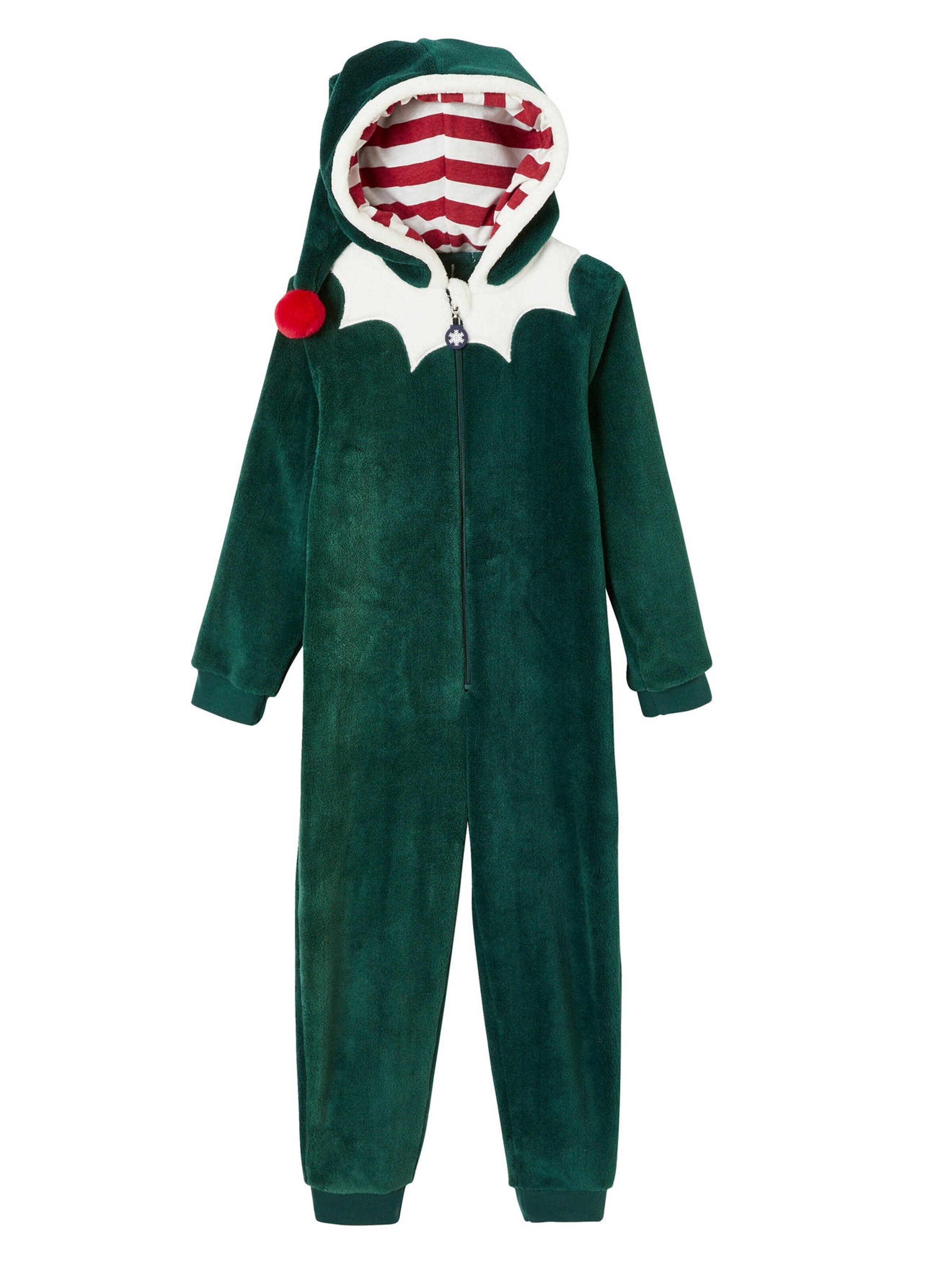 Vertbaudet Jungen Plüsch-Overall, Onesie WICHTEL grün