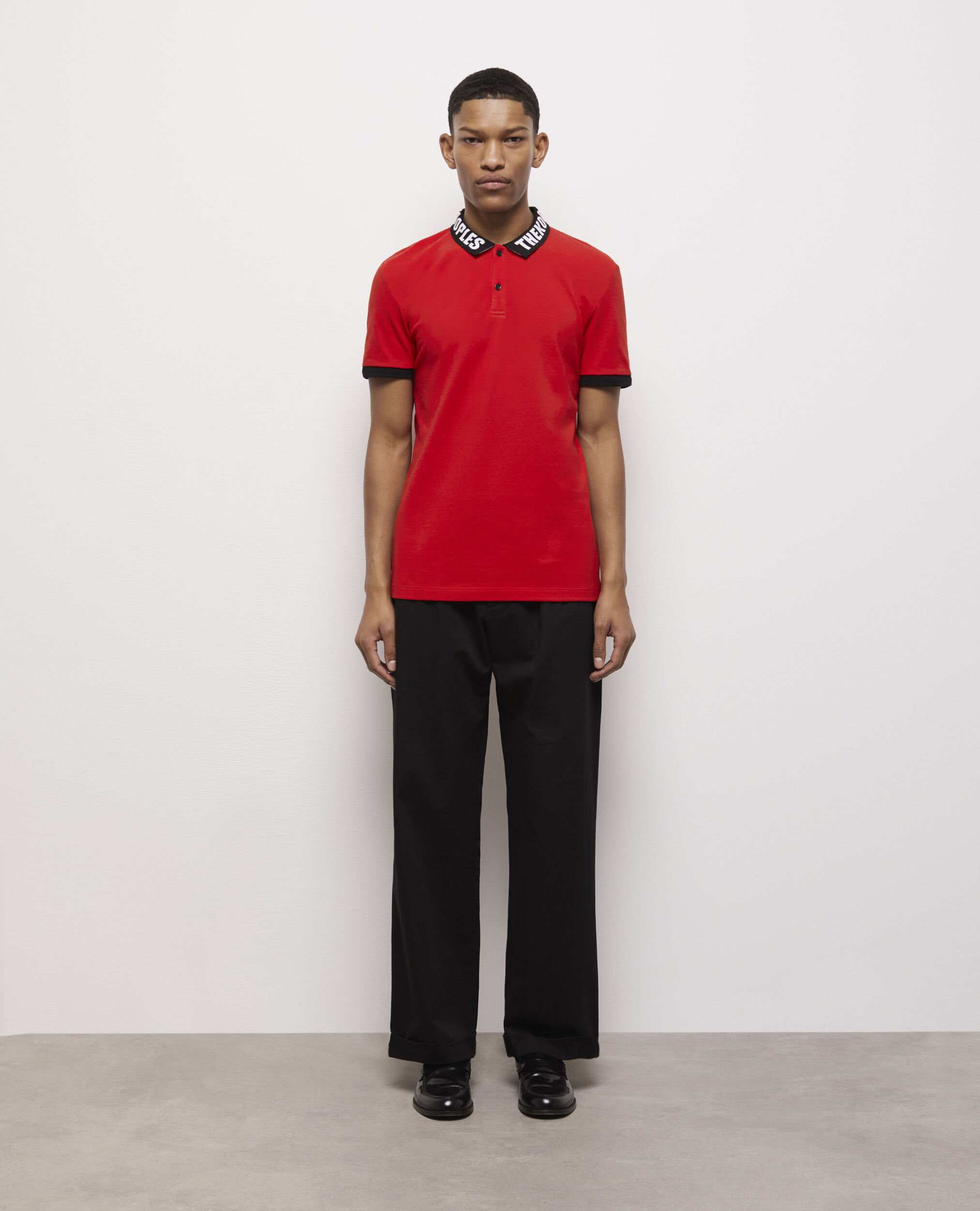 Polo à col logo rouge