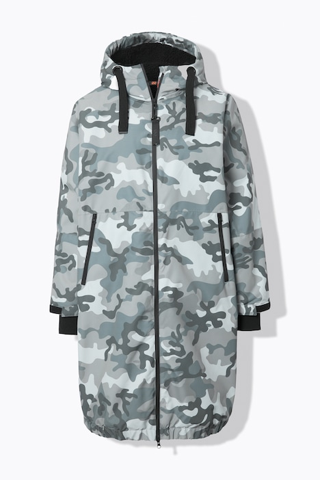 Funktionsjacke, oversized, Teddyfutter, Kapuze, 2-Wege-Zipper