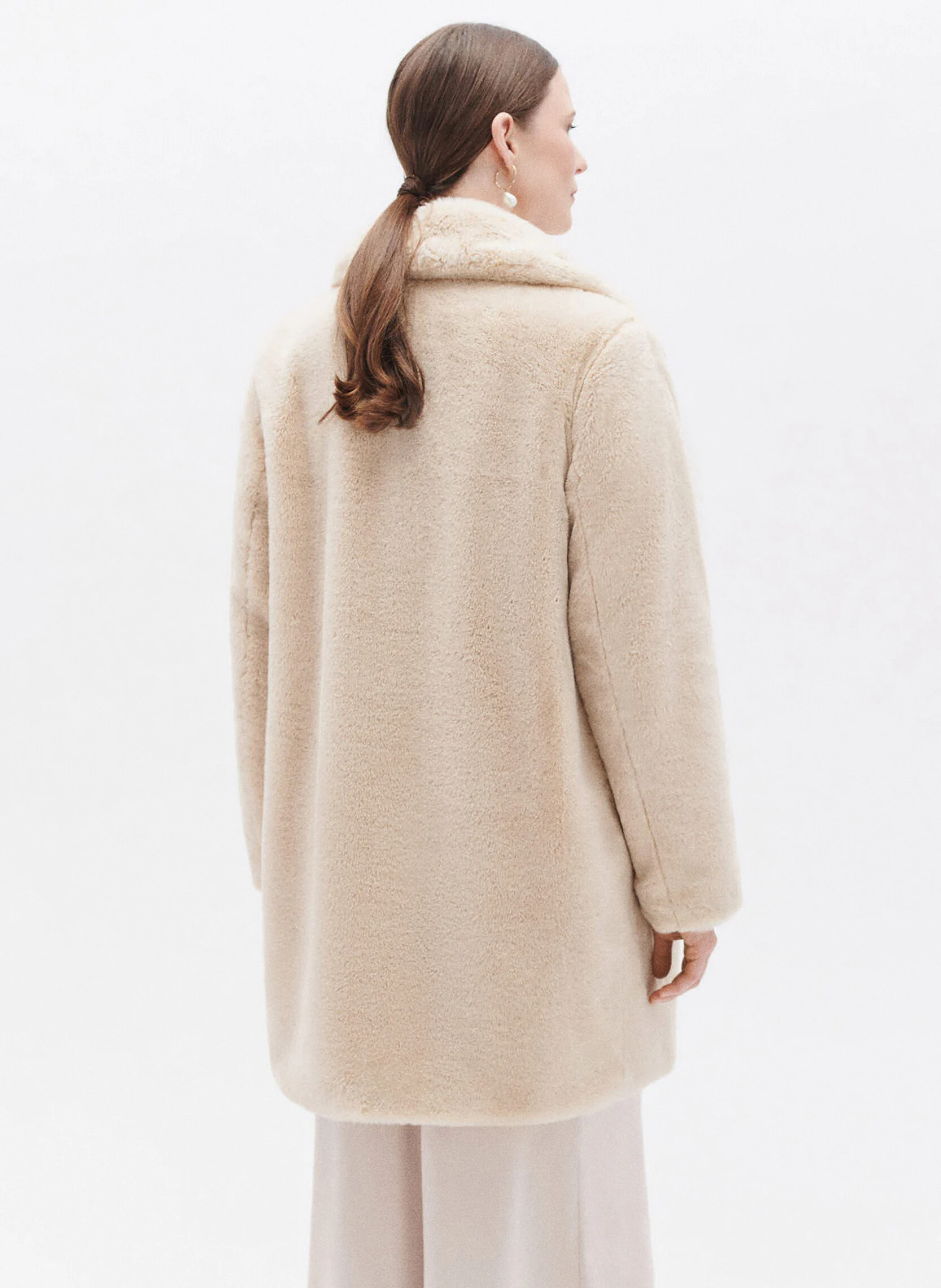 GLOVIS - Manteau droit à col tailleur | Marron
