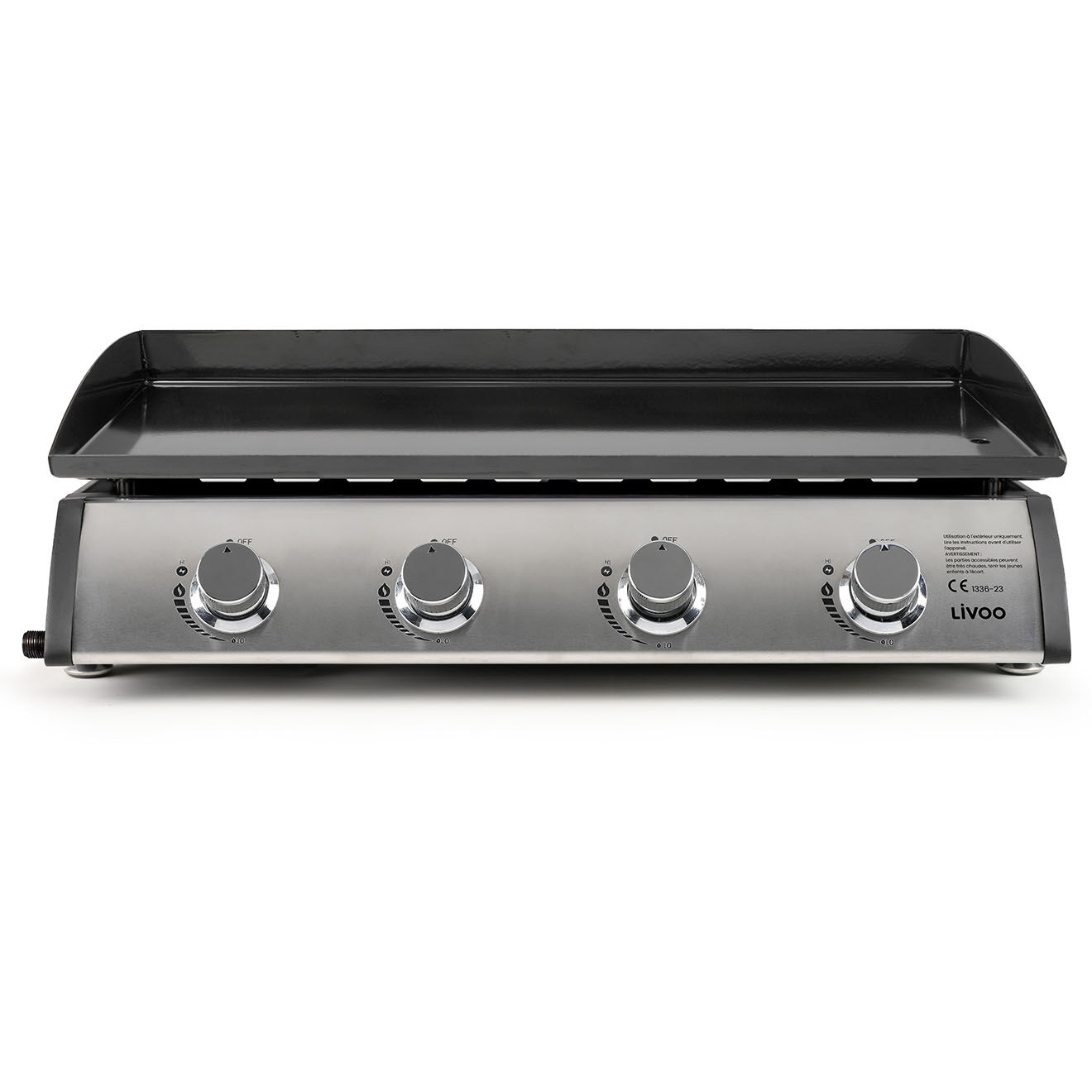 Livoo Plancha gaz 4 bruleurs metal/inox - 80x46x21.5 cm