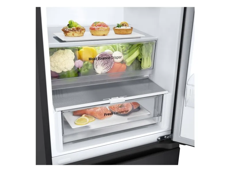 LG GBV3100DEP - Køleskab/fryser - bund-fryser - bredde: 59.5 cm - dybde: 68.2 cm - højde: 186 cm - 344 liter - Klasse D - grafitsort