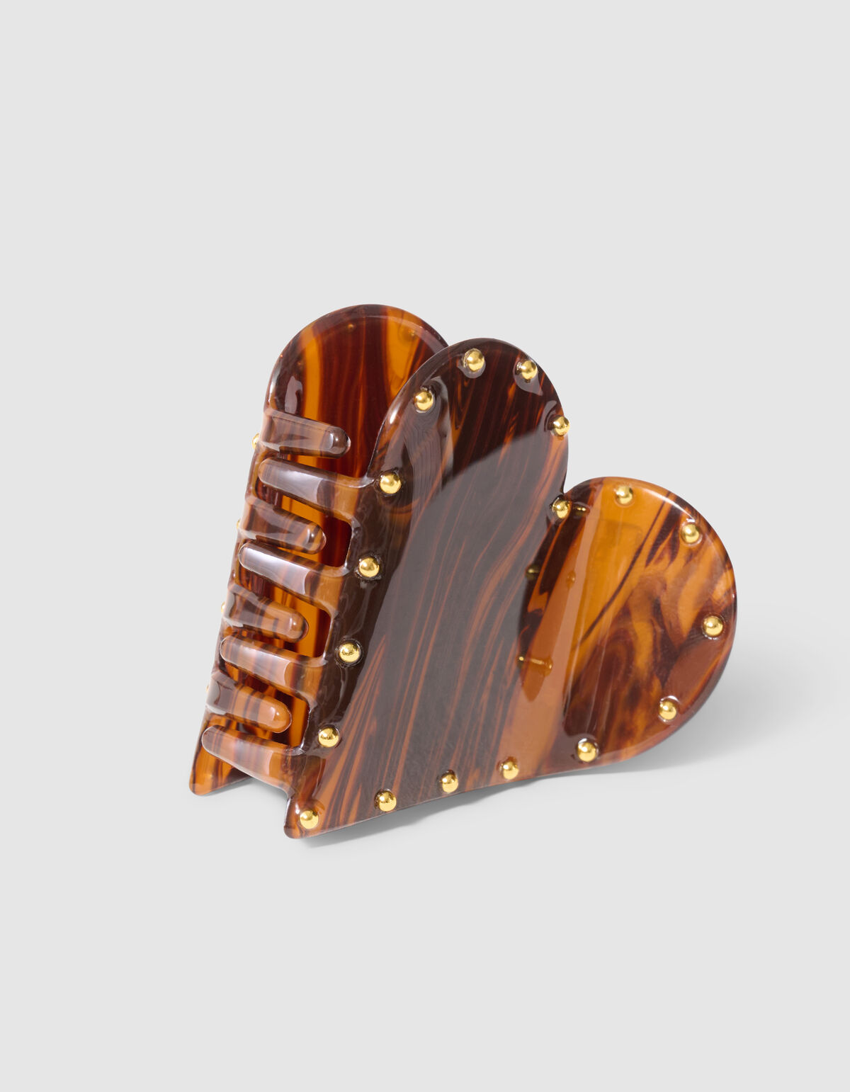 Studded Heart Haarclip Donkerbruin
