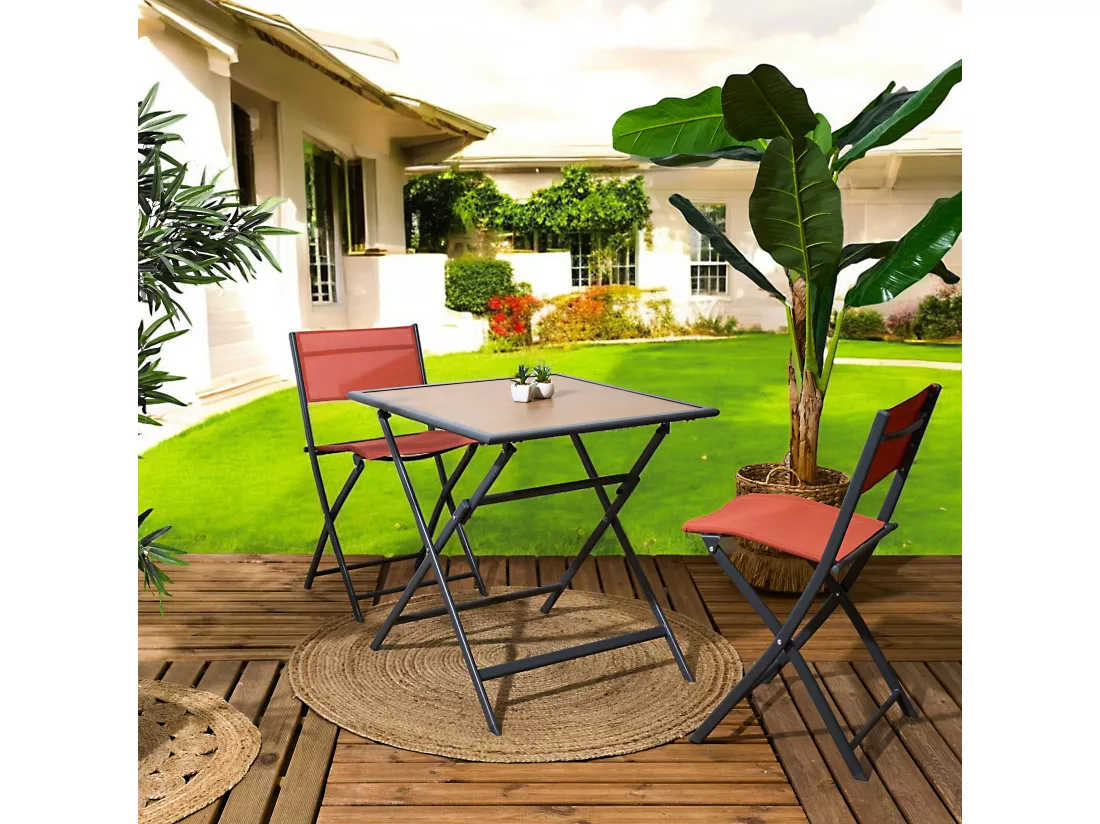 Table Metal Gris Effet Bois Barcelone 70x70