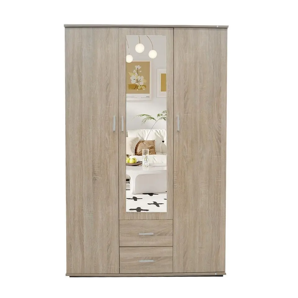 Interiax Kledingkast 'Lena' - Sonoma Eik - 3 Deurs - 185x120x52cm