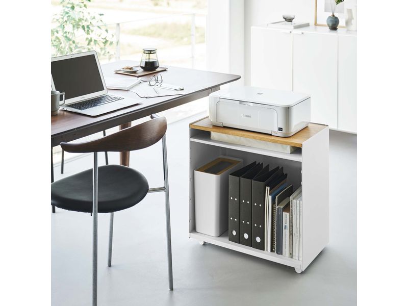 Yamazaki Servierwagen Tower 60.3 x 59 cm, Weiss Halbgeschlossener Aufbewahrungswagen