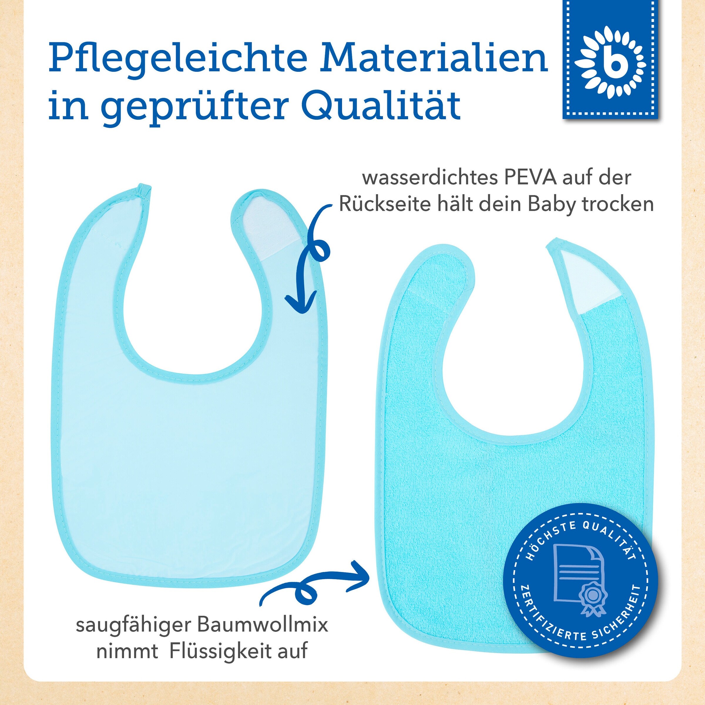 Bieco Baby Lätzchen 10er Pack abwaschbar - ab Geburt Mehrfarbig