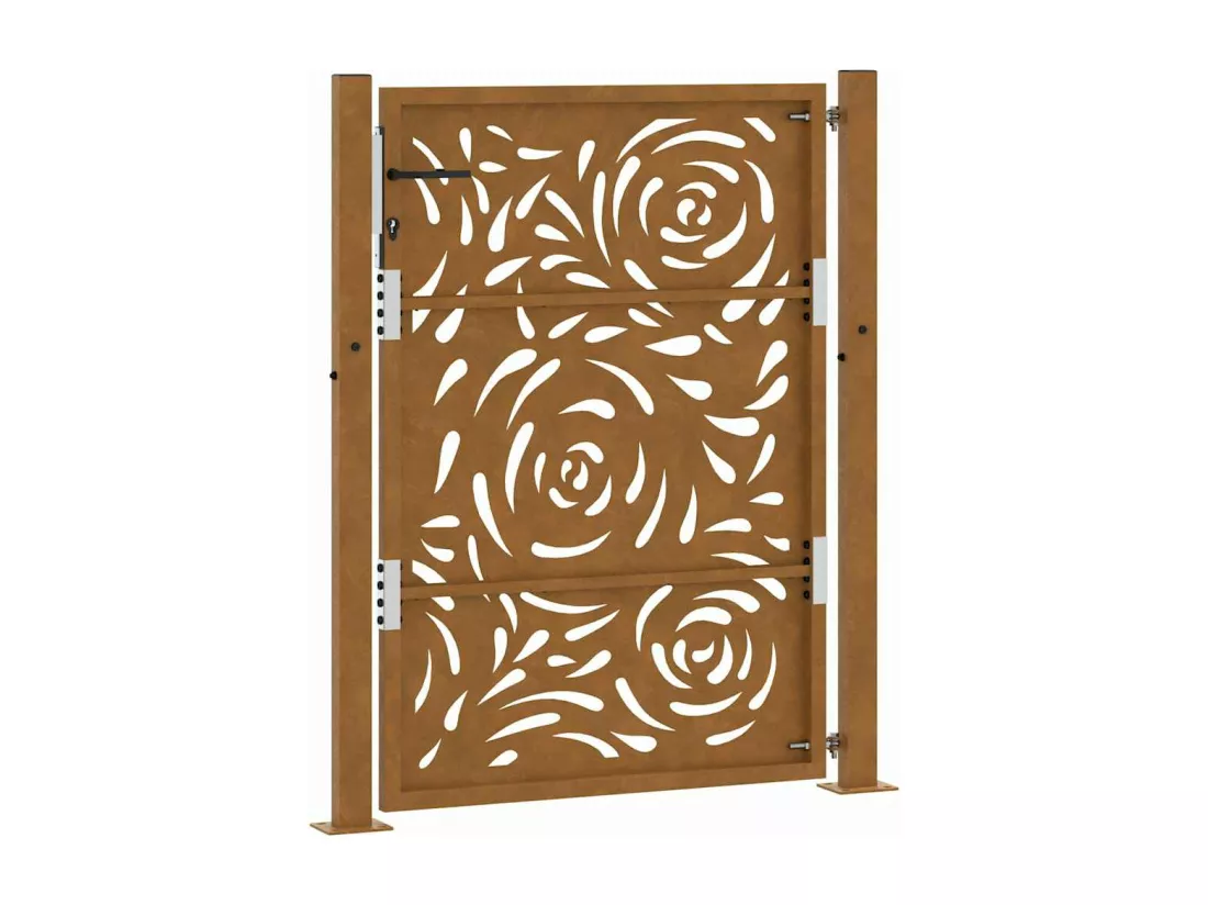 Porte de jardin acier résistant aux intempéries design flamme