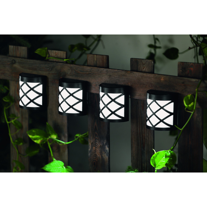 Solar LED Zaunlicht - schwarz - ca. 9,5 x 5 x 11 cm - 4 Stück