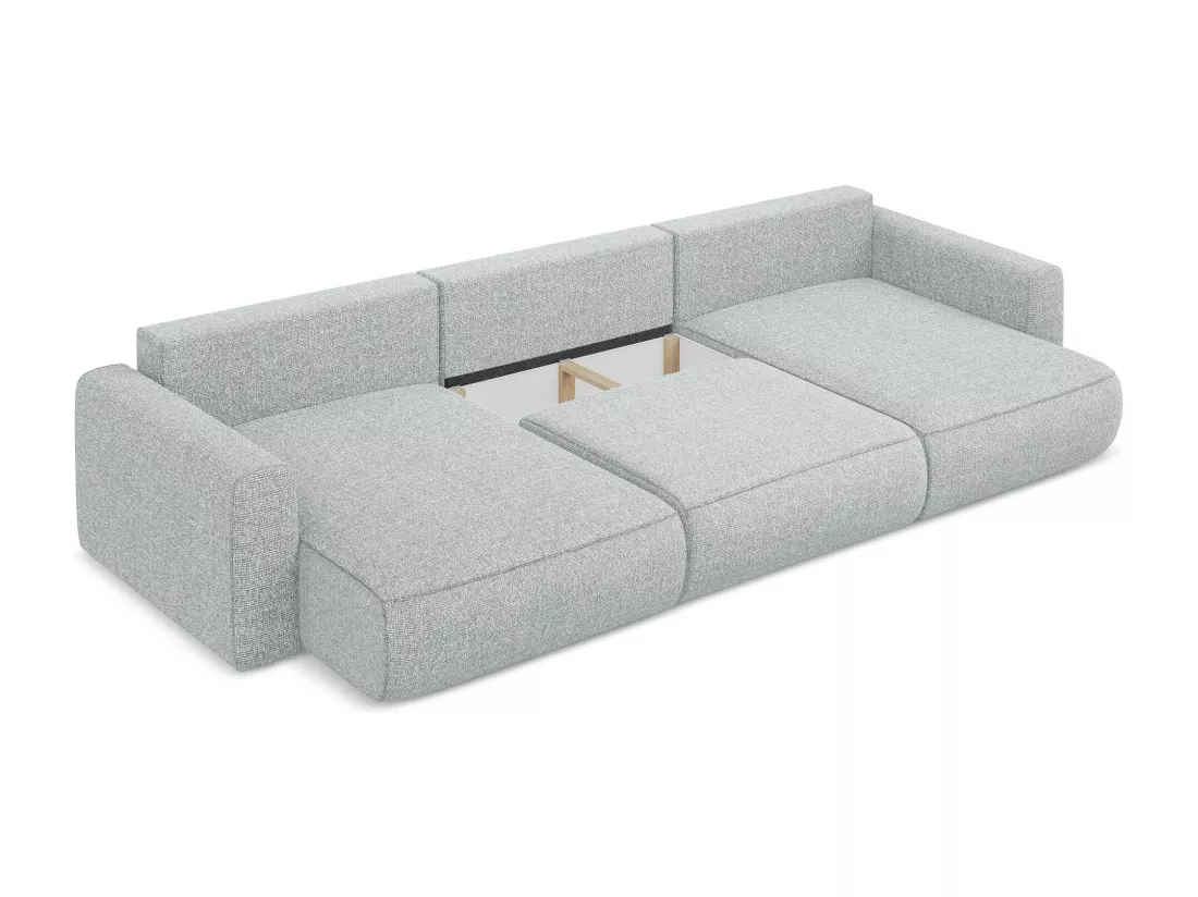 Canapé d'angle panoramique convertible en tissu texturé - argent - KAPUA
