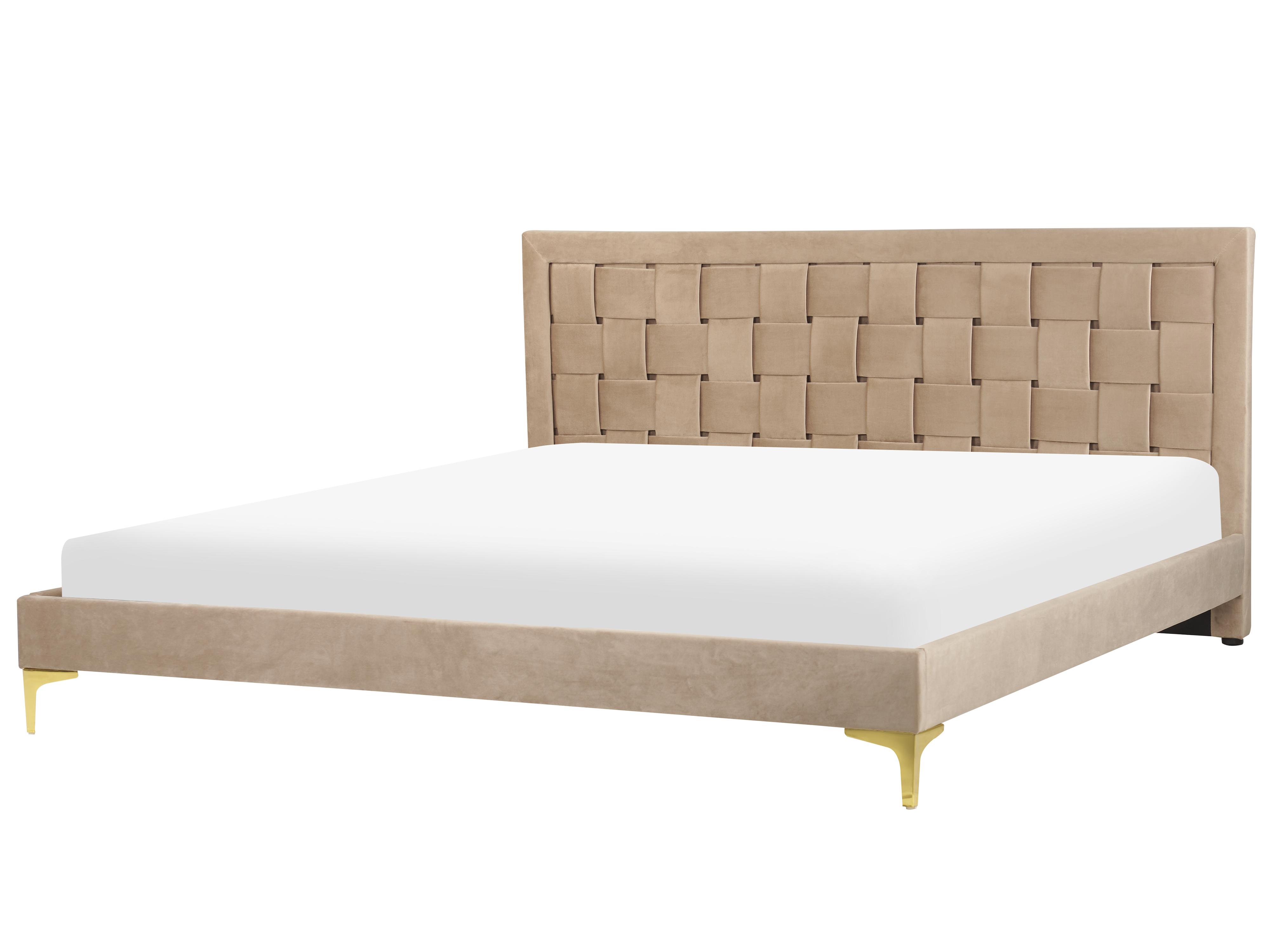 Bed Fluweel LIMOUX 180 x 200 cm Taupe
