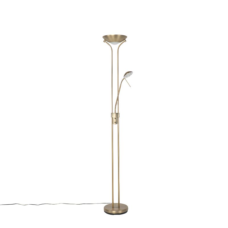 Moderne vloerlamp brons met leeslamp incl. LED dim to warm - Diva