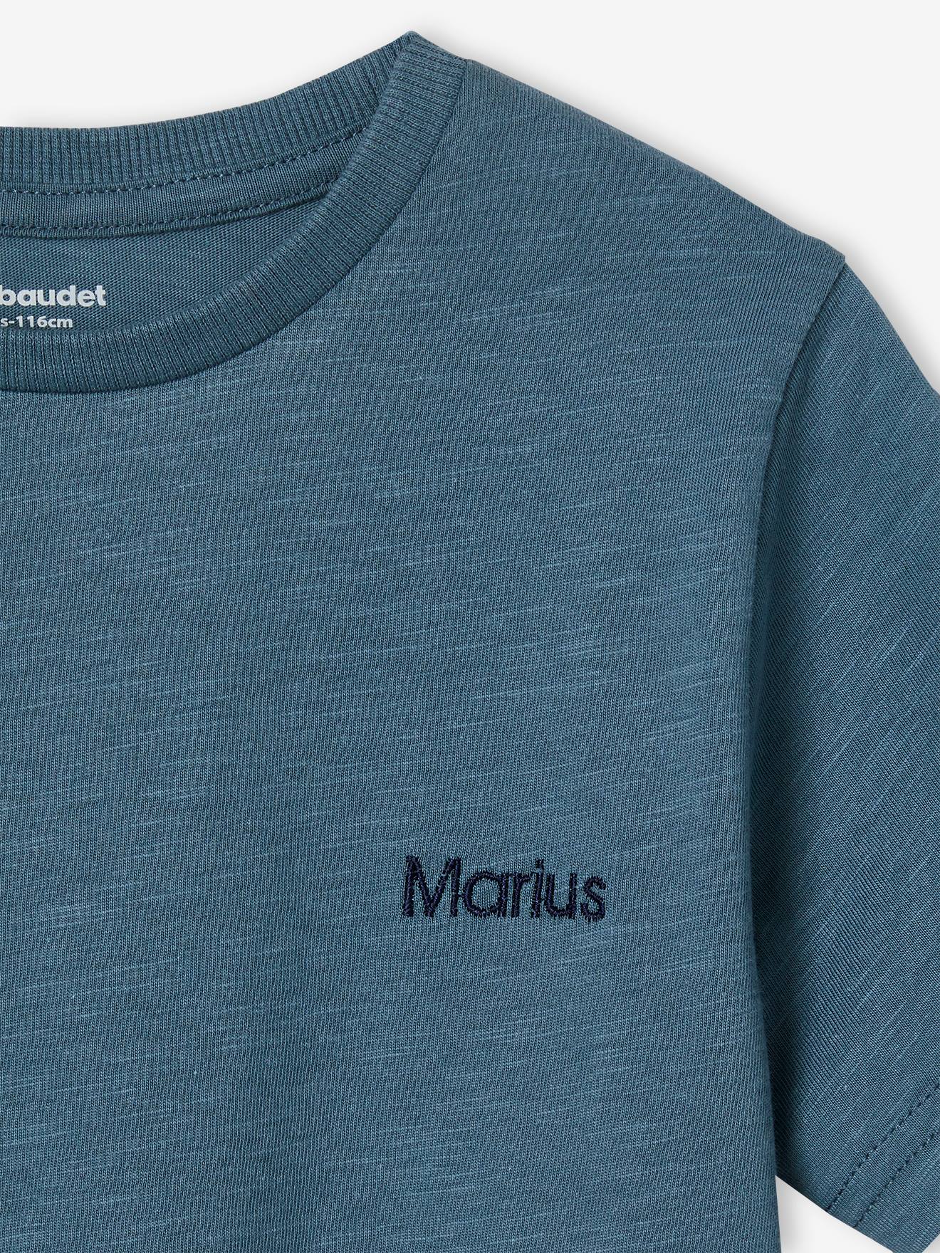 Camiseta de manga curta personalizável para meninos, azul claro