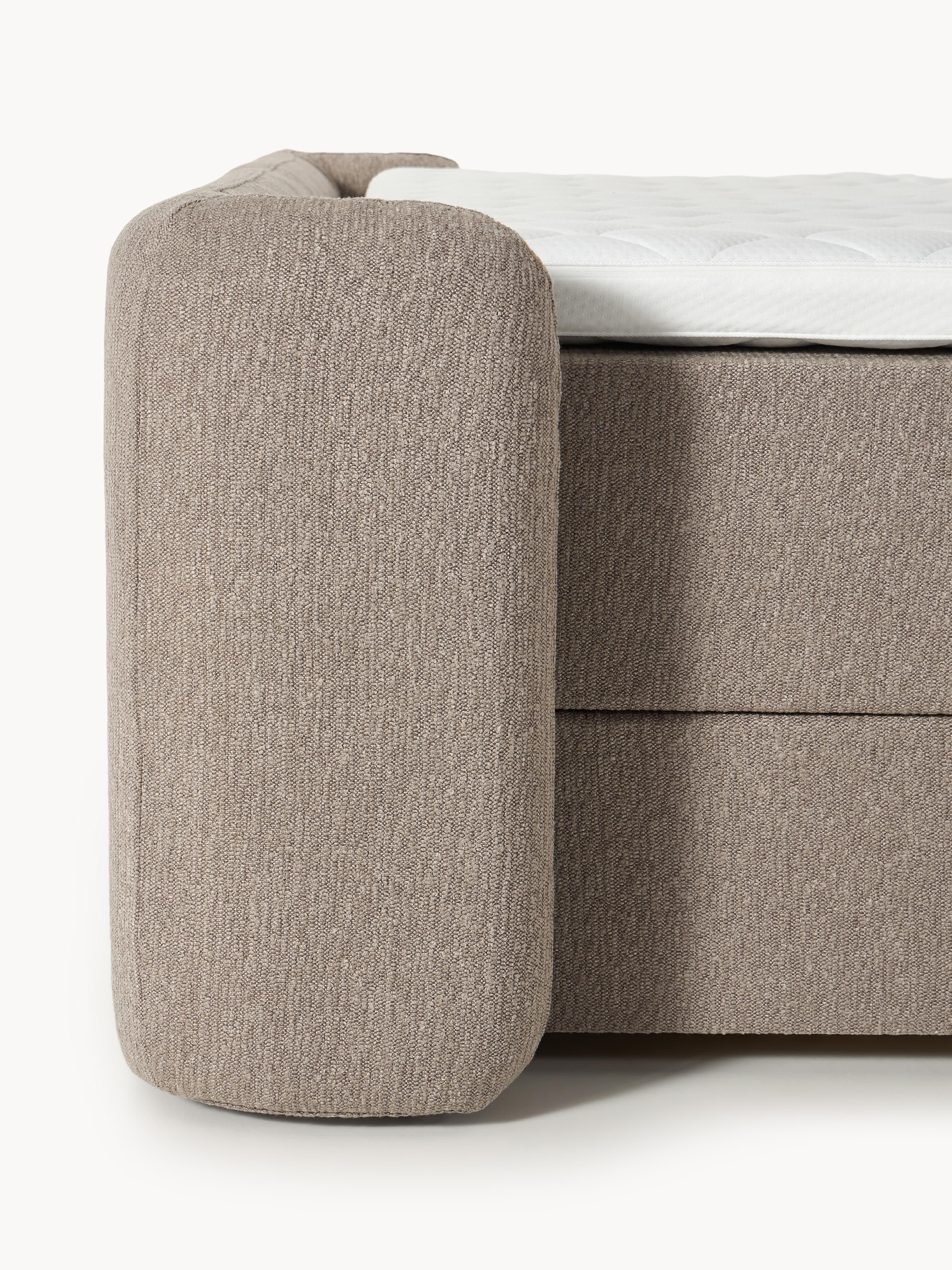 Bouclé boxspring bed Perla met opbergruimte
