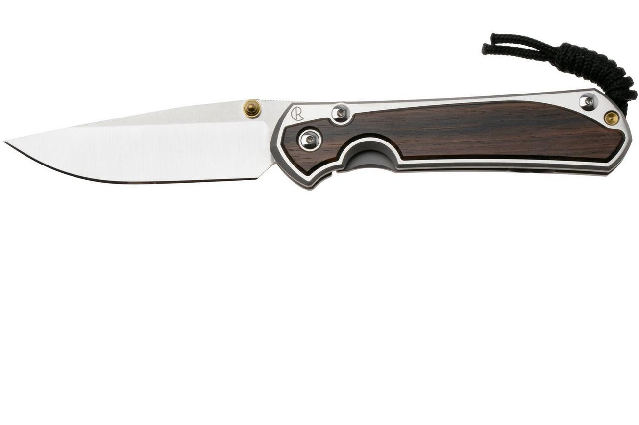 Chris Reeve Large Sebenza 31 L31-1636 Drop Point CPM MagnaCut, Polished Titanium, Macassar Ebony Inlay, zakmes