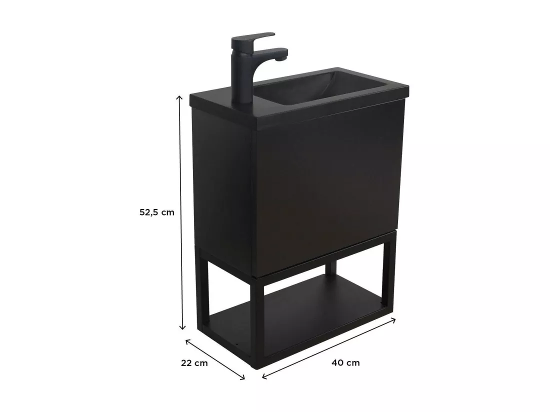 Meuble lave-mains à suspendre noir carbone