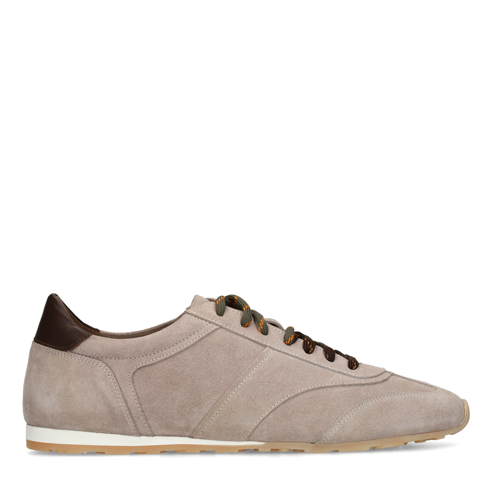 Grijze suède sneakers met dubbele veters