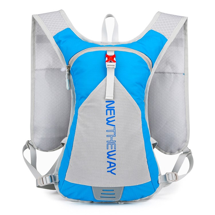 (40x25cm) 10L Ultraleichter Sport Rucksack Faltbare Outdoor Backpack Weste mit Aufbewahrungstasche   Öffnung für Trinksystem - Blau / Grau