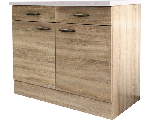 Flex Well onderkast met lade en draaideur Oslo BxDxH 100 x 50 x 85 cm sonoma eiken mat gedemonteerd scharnier links rechts