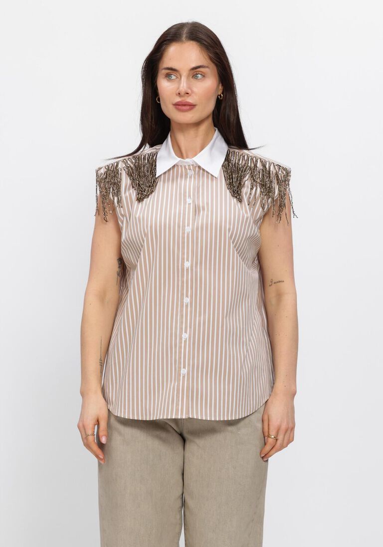 beige dante6 blouses rhobin sleeveless fringe detai shirt