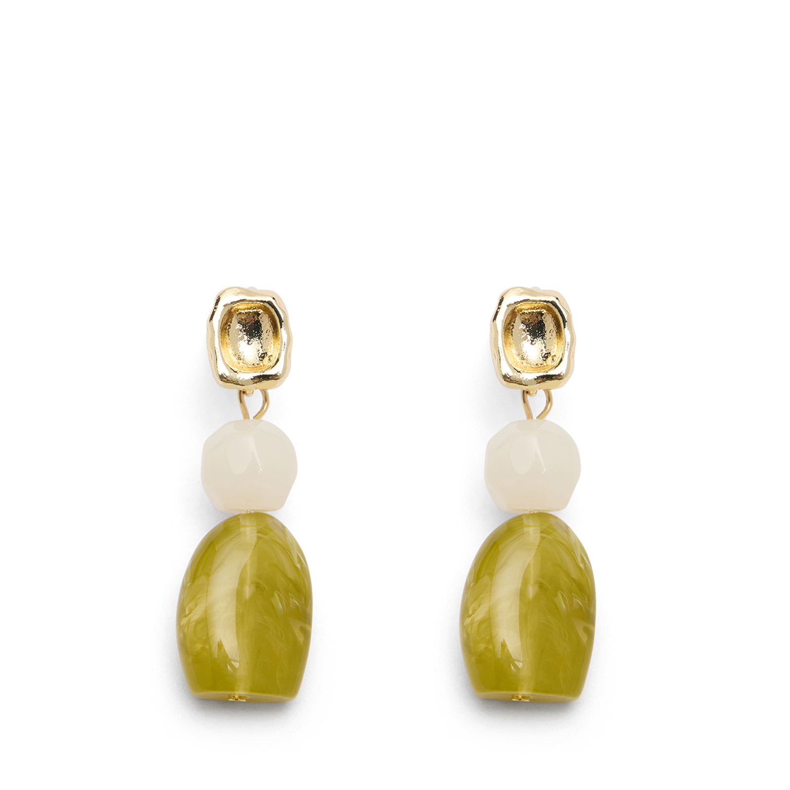 Gouden oorbellen met groene steentjes