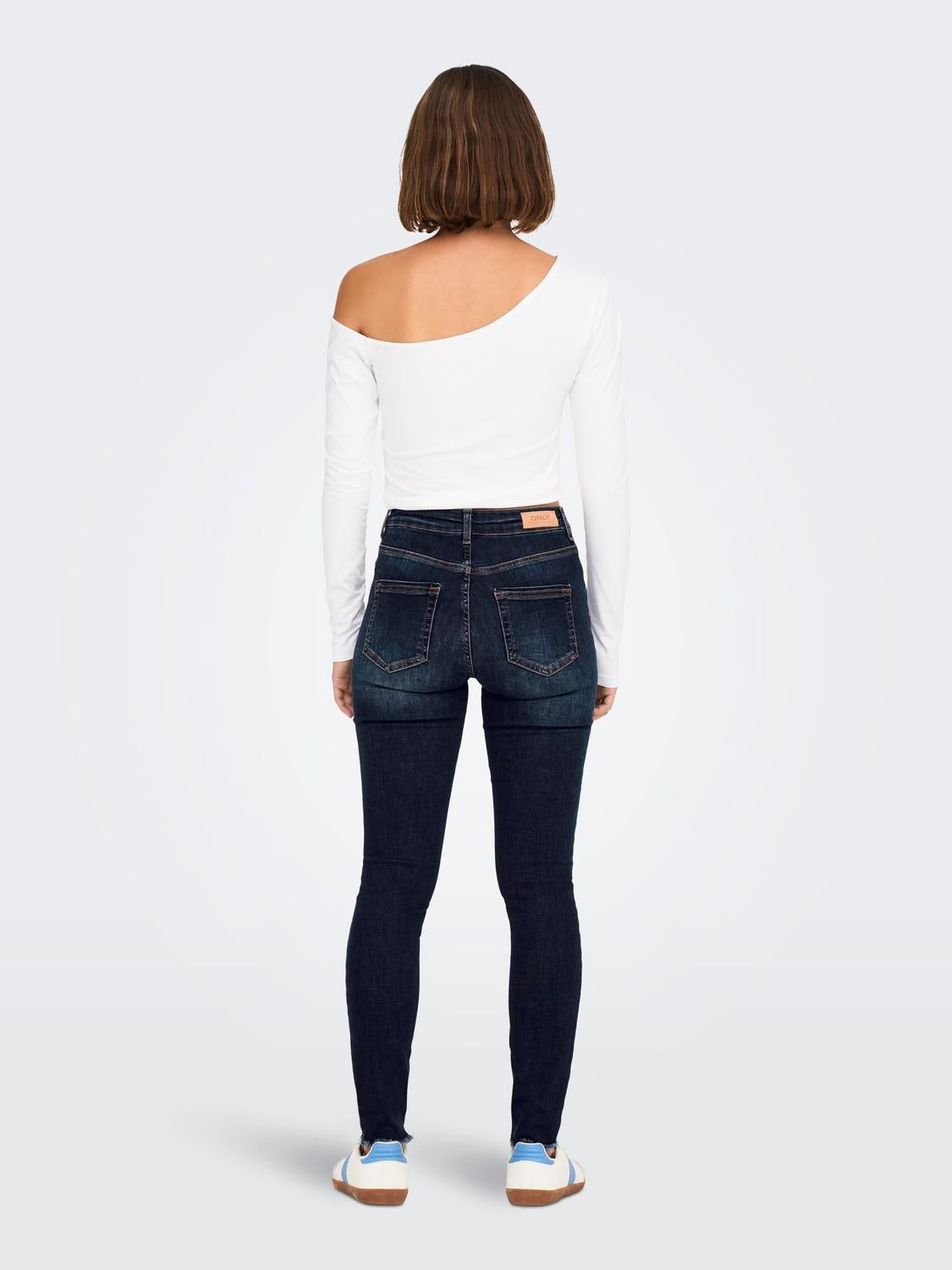 ONLBLUSH Mittlere Taille Skinny Fit Jeans Dark Blue Denim