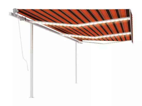 Auvent automatique capteur de vent et LED 6x3,5 m Orange marron