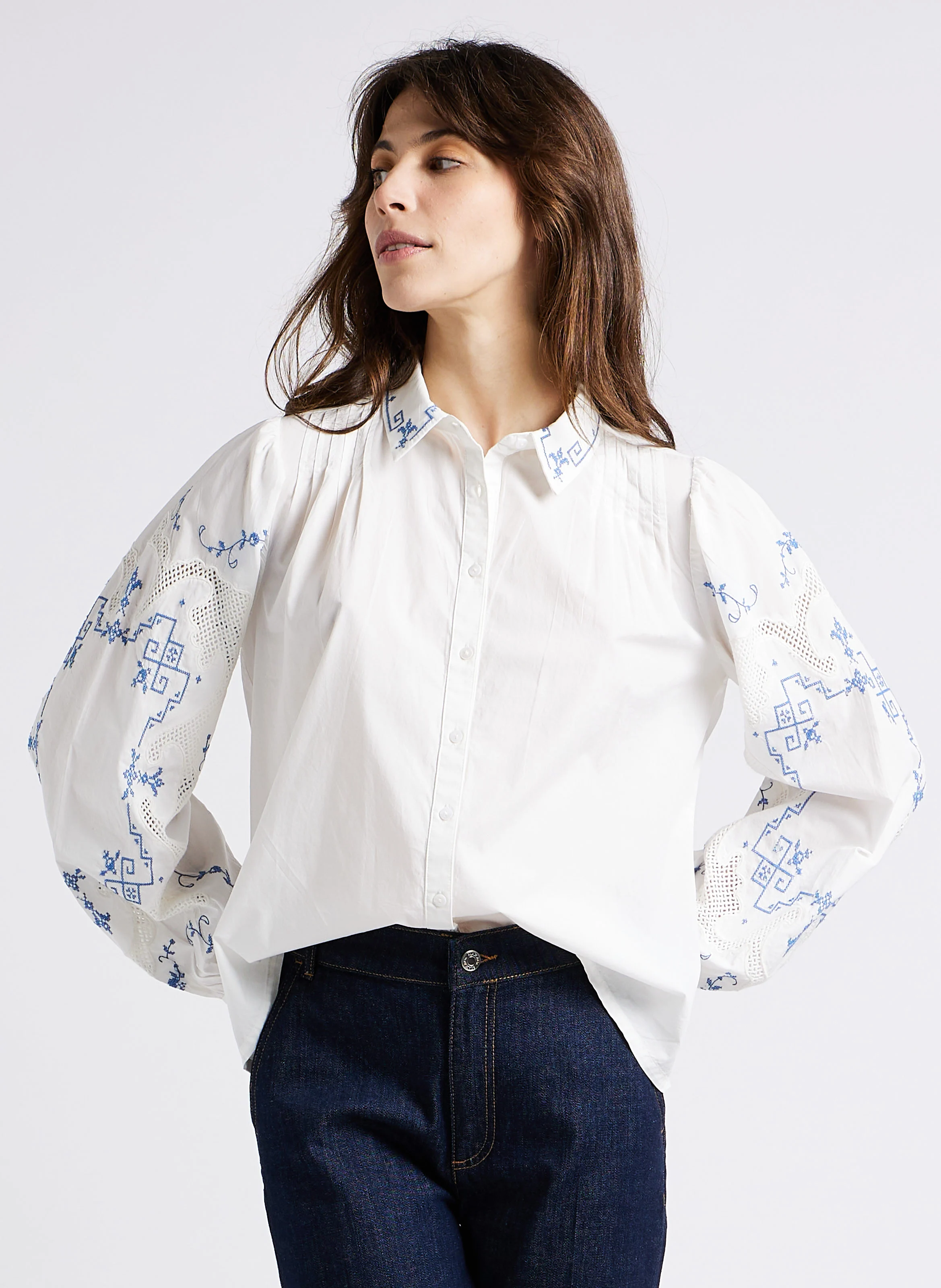 CLEMENTINE - Chemise col classique en coton | Blanc