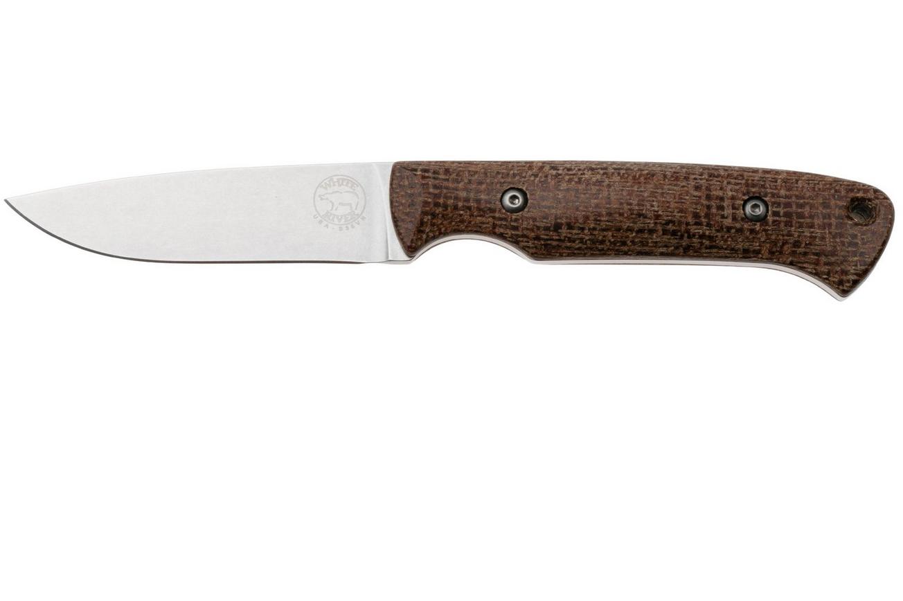 White River Knives Hunter Natural Burlap Micarta jachtmes, Owen Baker Jr. design