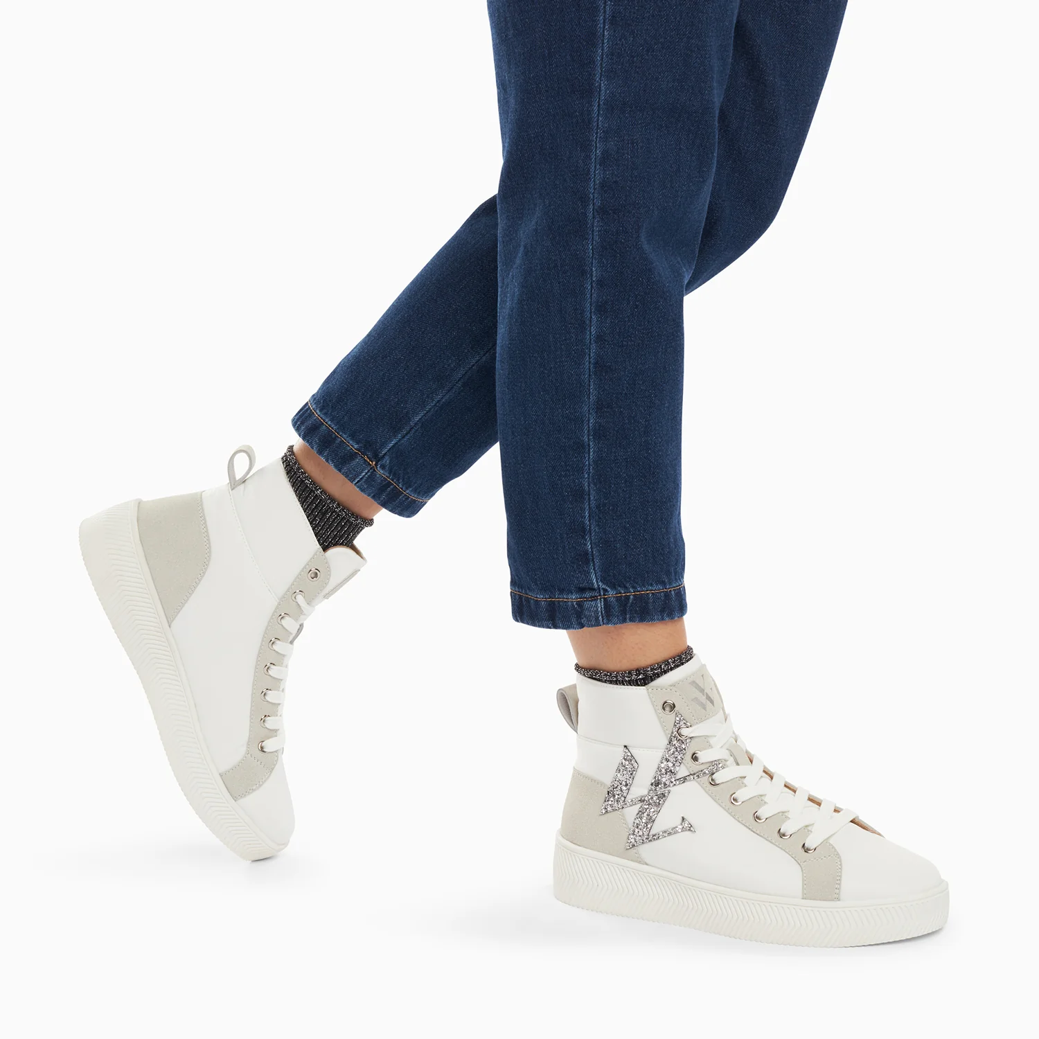 Sneakers-Baskets monogramme Sabrina montantes blanches