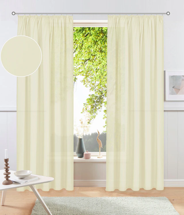 my home Vorhang »Raja, Gardinen mit Kräuselband, Vorhänge Wohnzimmer« Kräuselband 2 Stk. tlg. 2er-Set, Bestseller, einfarbig, modern, pflegeleicht, Mikrofaser