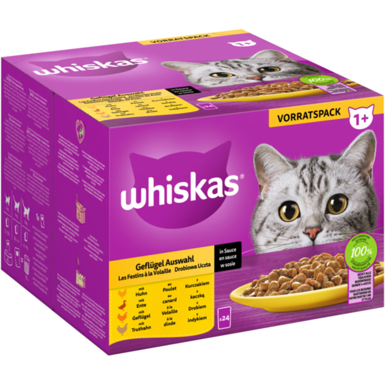 Whiskas 1+ Geflügel in Sauce 24x85g