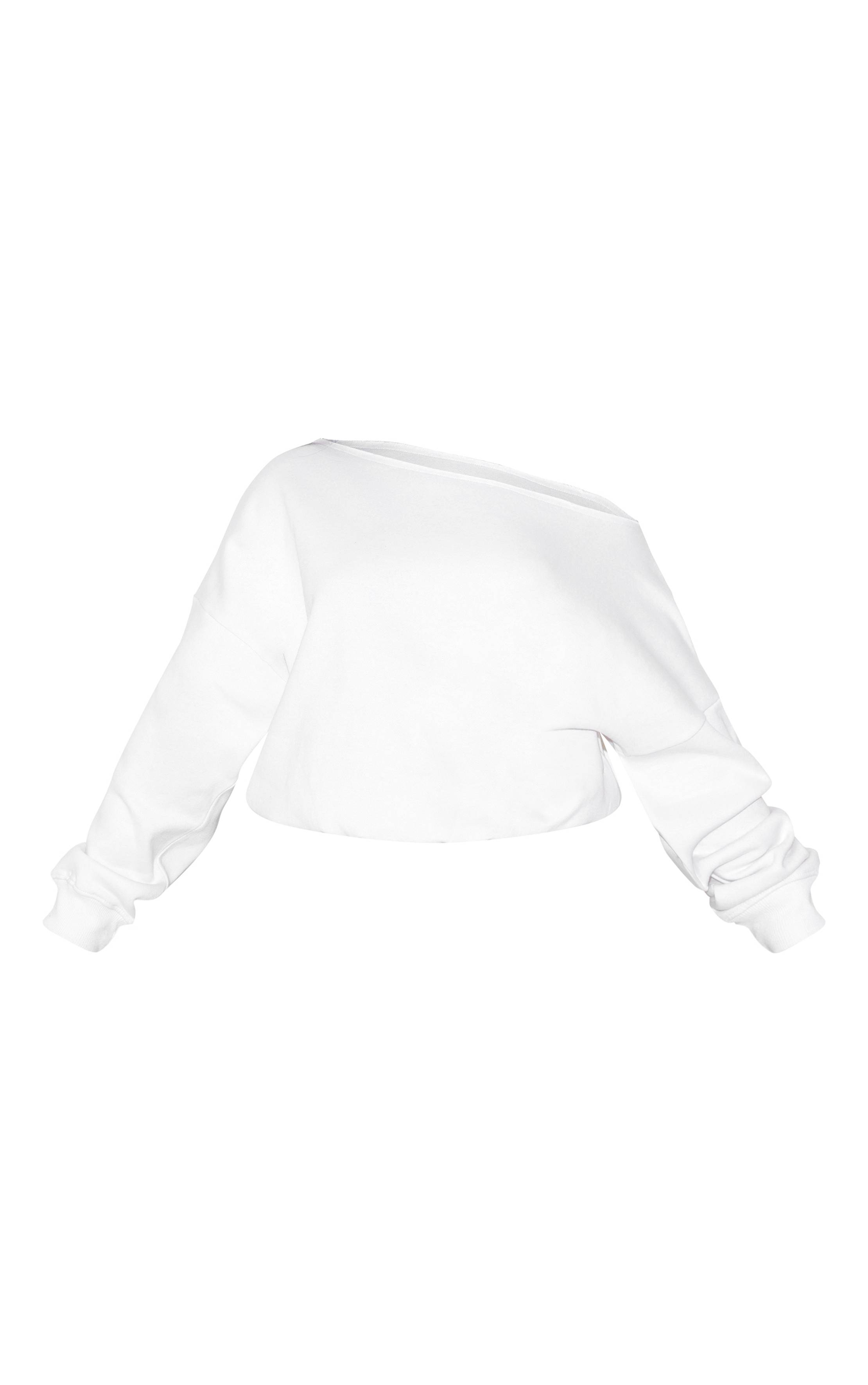 Blanc Sweat Shape À Bords Bruts Et Épaule Tombante