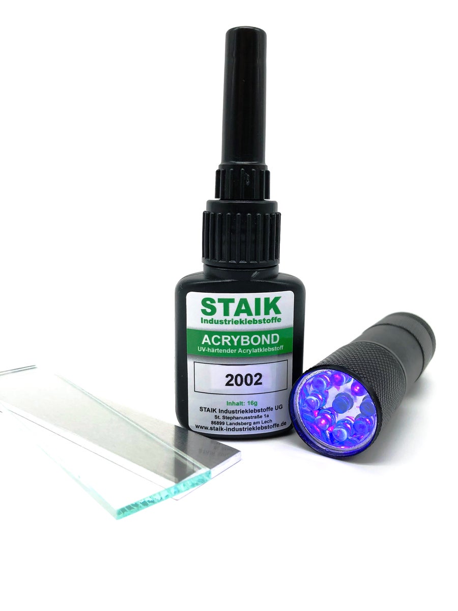 Acrybond UV-lijm: Glaslijm met lage viscositeit | Glas-metaallijm | Met lamp | Gemaakt in Duitsland | 16 g