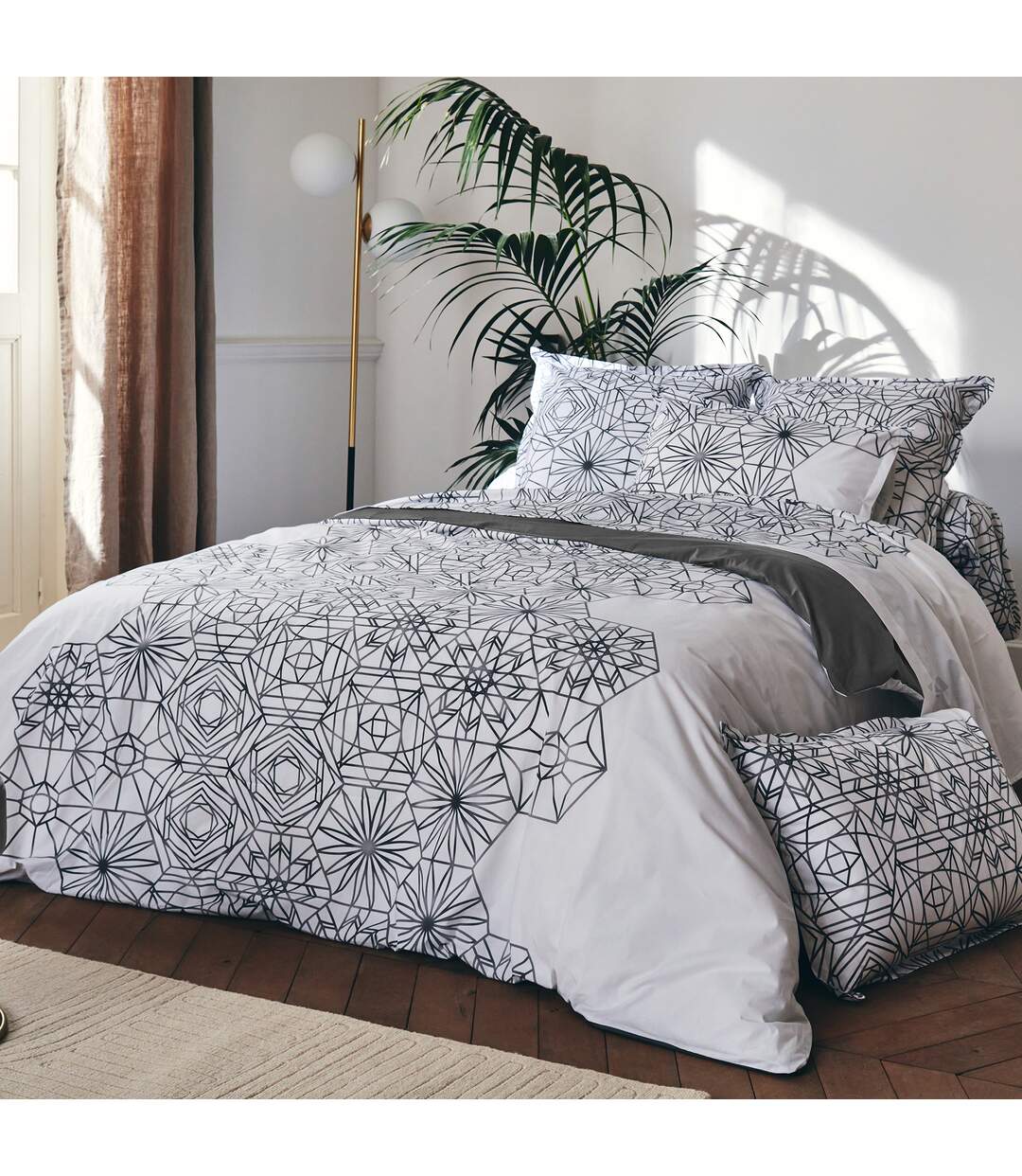 Housse de couette 260x240 cm percale coton GABRIELLE jaune champagne