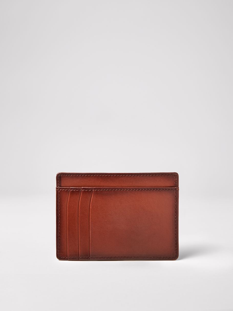 Porte-cartes en cuir patiné uni
