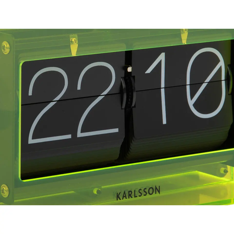 Karlsson - Tafelklok Boxed Flip - Neon geel