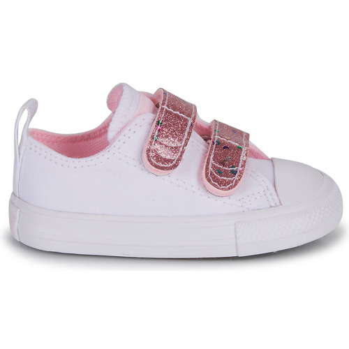 Converse - CHUCK TAYLOR ALL STAR 2V EASY-ON GLITTER STRAP OX - Blanc / Rose