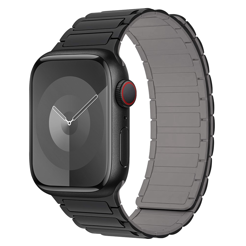 Apple Watch (49/46/45/44 mm) Silikon Armband mit Magnetverschluss (Gelenkumfang: 175 - 240 mm) - Schwarz / Dunkelgrau