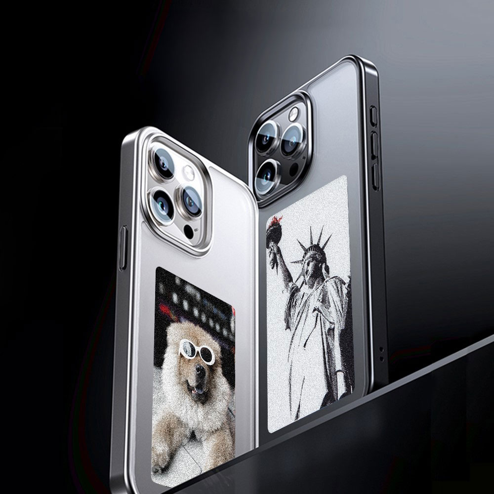 iPhone 15 Hybrid Hülle TPU Bumper mit Acryl Rückseite   E-Ink Display - Schwarz