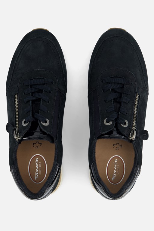 Tamaris Comfort Sneakers blauw Suede