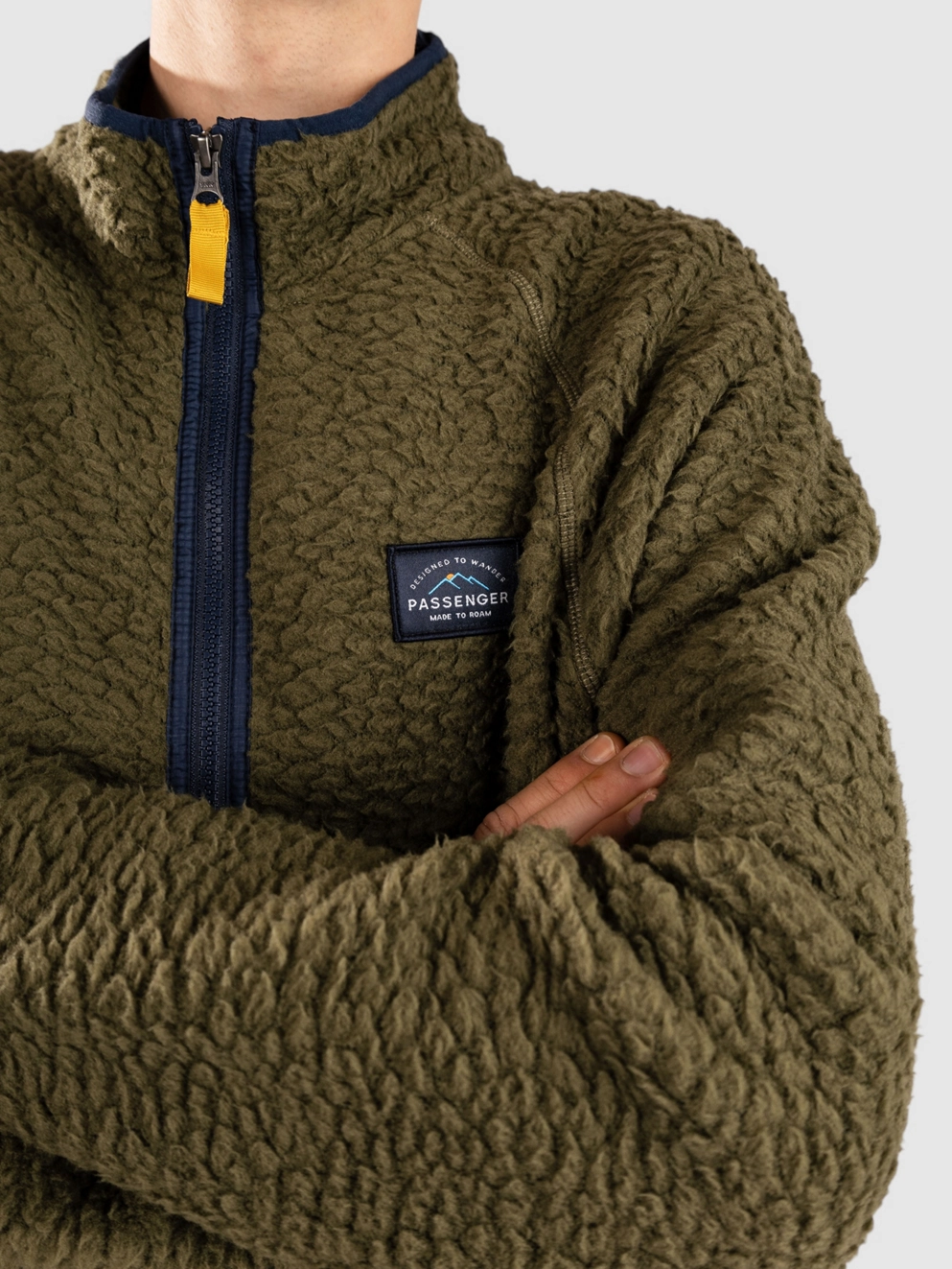 Passenger Tripper Full Zip Recycled Sherpa Fleece Jack khaki