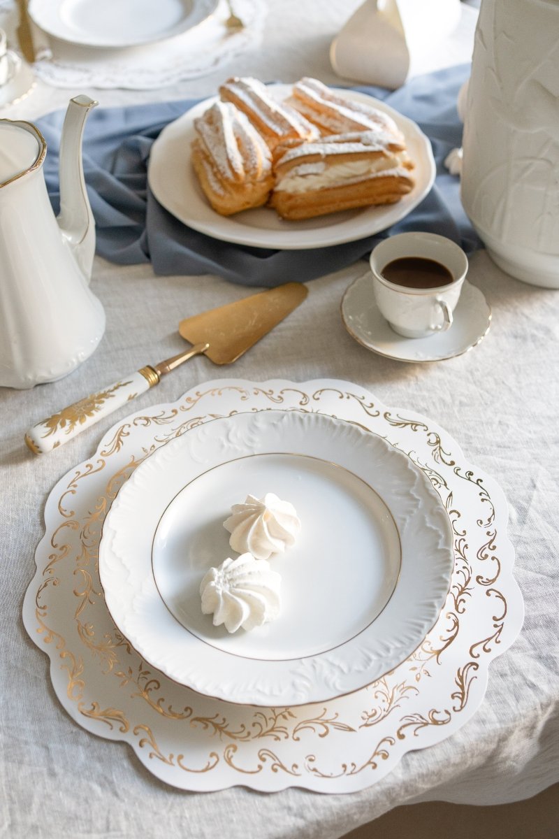 Goud Witte Placemats 35,5cm 6st