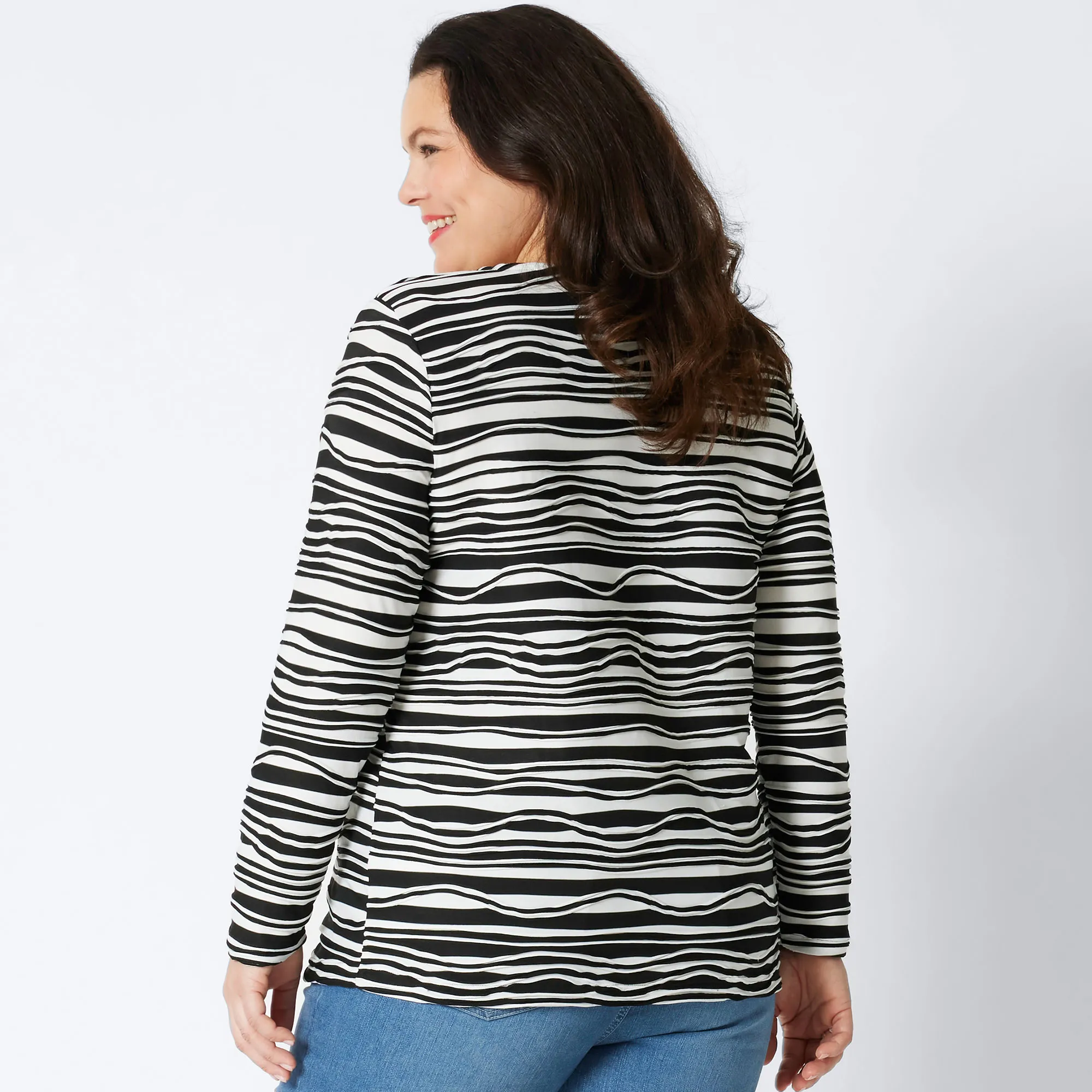 Damen-Langarmshirt mit Wellen-Muster, große Größen