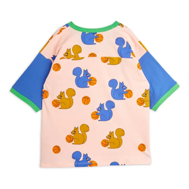 Mini Rodini T-Shirt Coupe Ample Ecureuils Coton Bio | Rose pâle